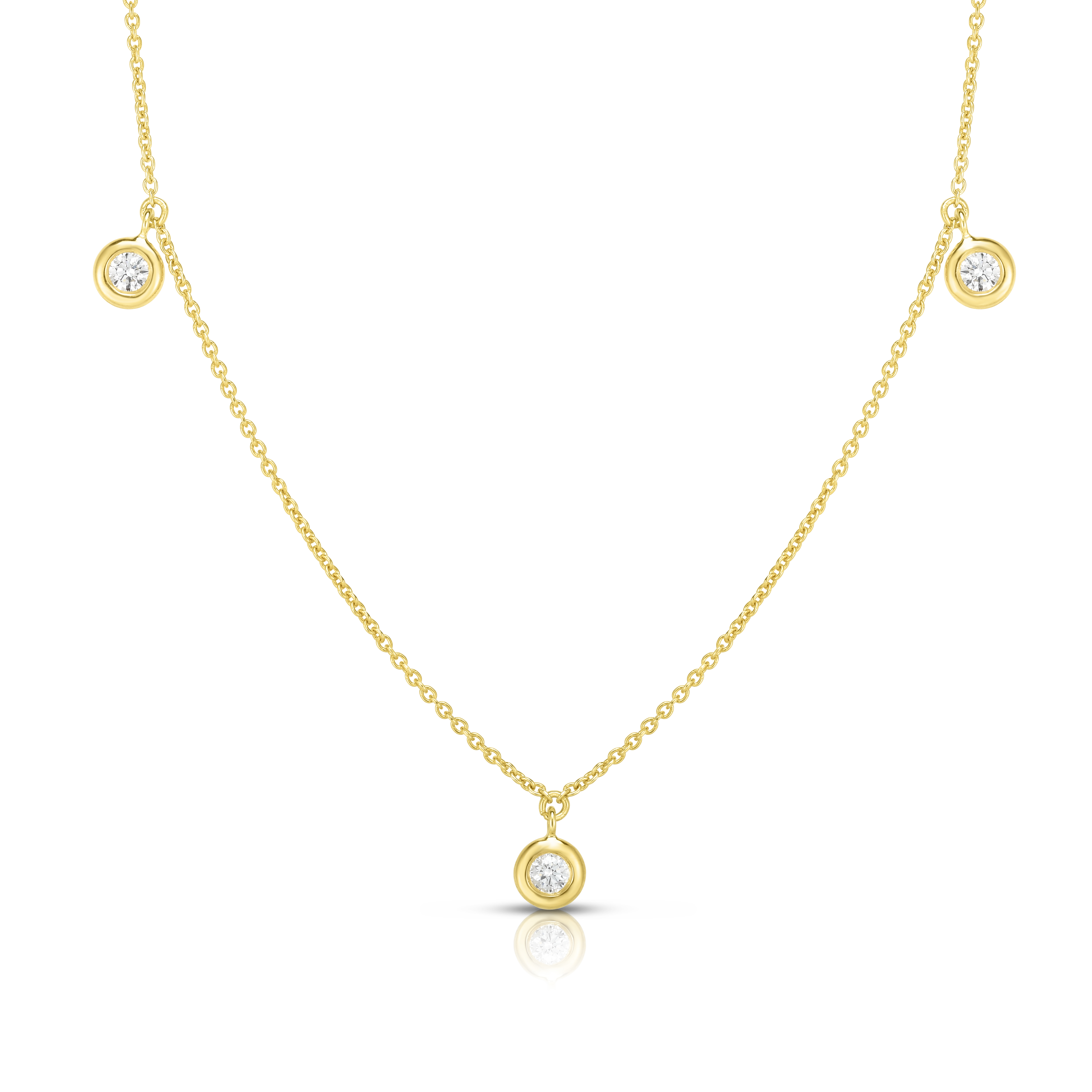 Roberto Coin 18K Yellow Gold Diamonds by the Inch Three Station Necklace