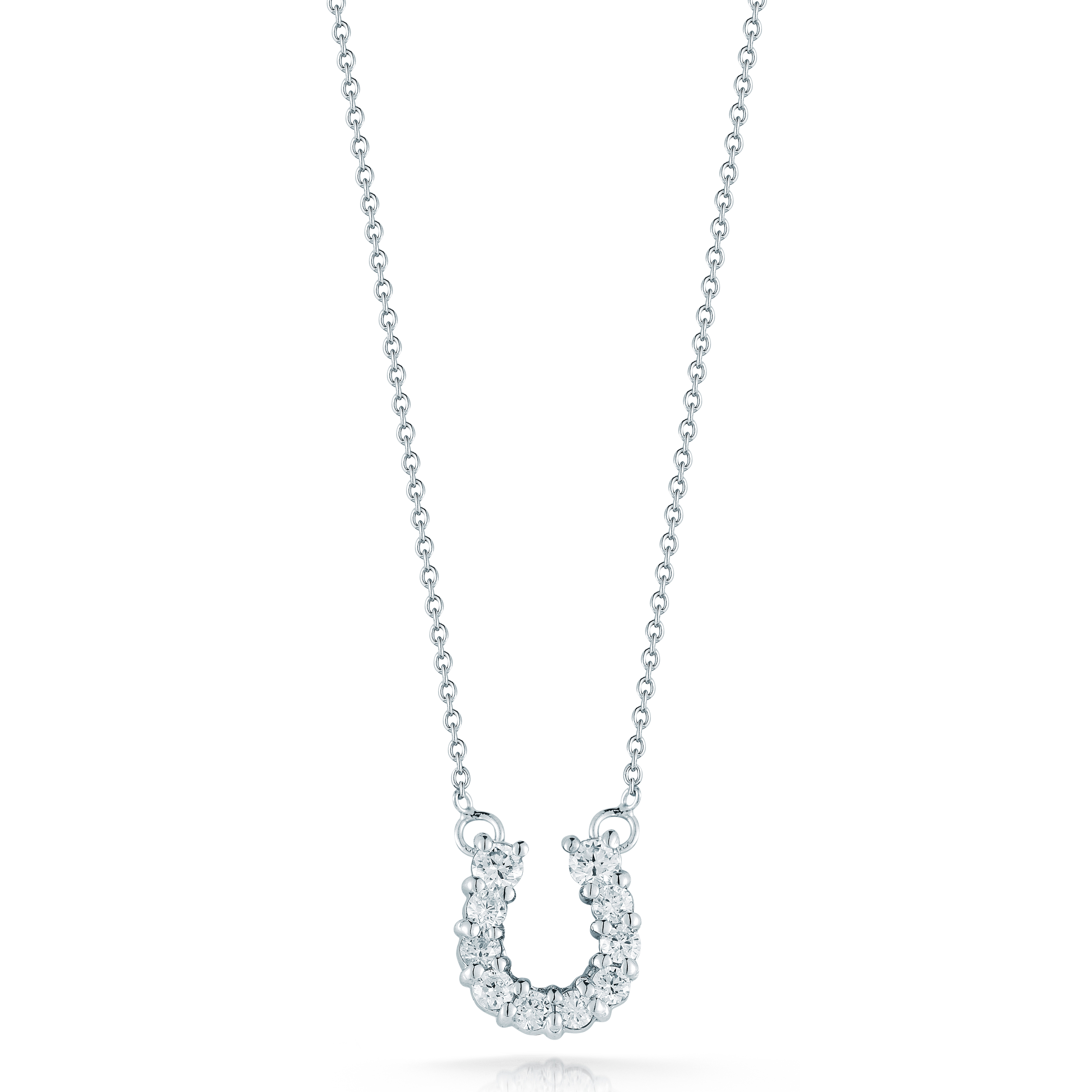 Roberto Coin 18K White Gold Tiny Treasures Diamond Horseshoe Necklace