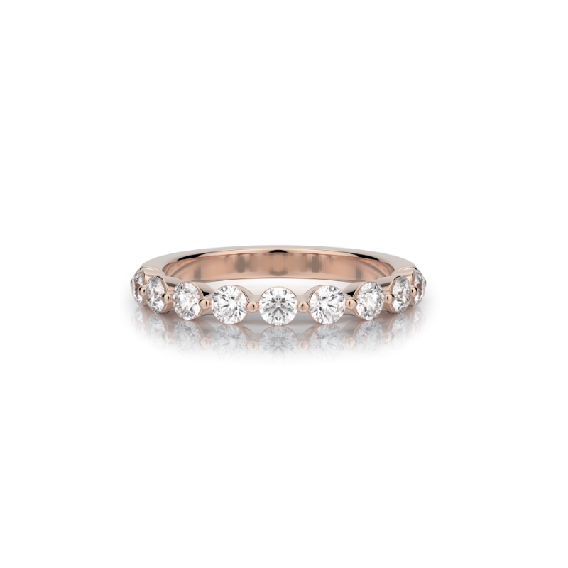 Henri Daussi 14K Rose Gold Diamond Band - 1649