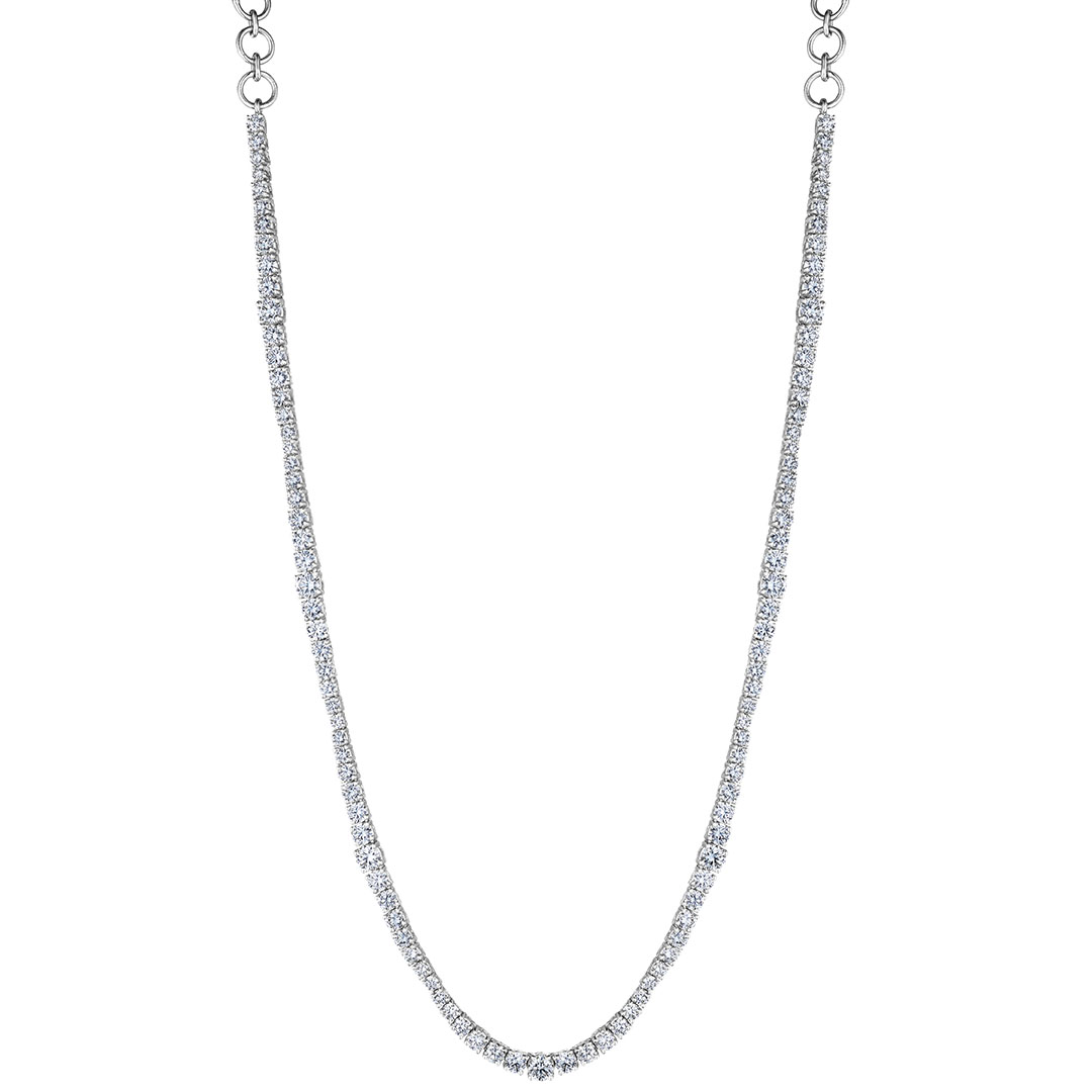 Penny Preville 18K White Gold Diamond Wave Tennis Necklace - N7935W
