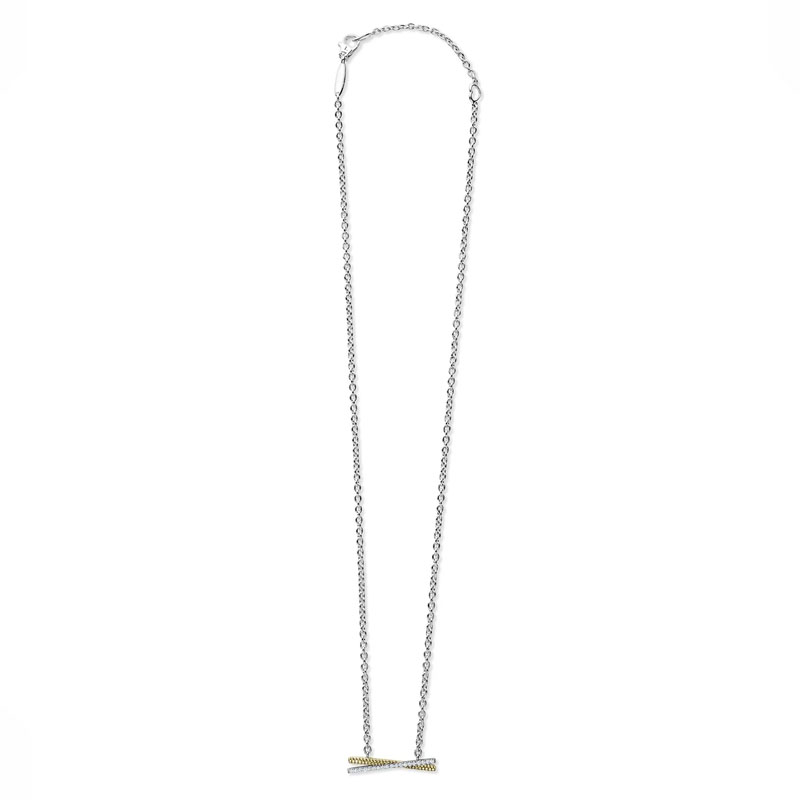 LAGOS Sterling Silver and 18K Yellow Gold Caviar Lux Diamond X Pendant Necklace
