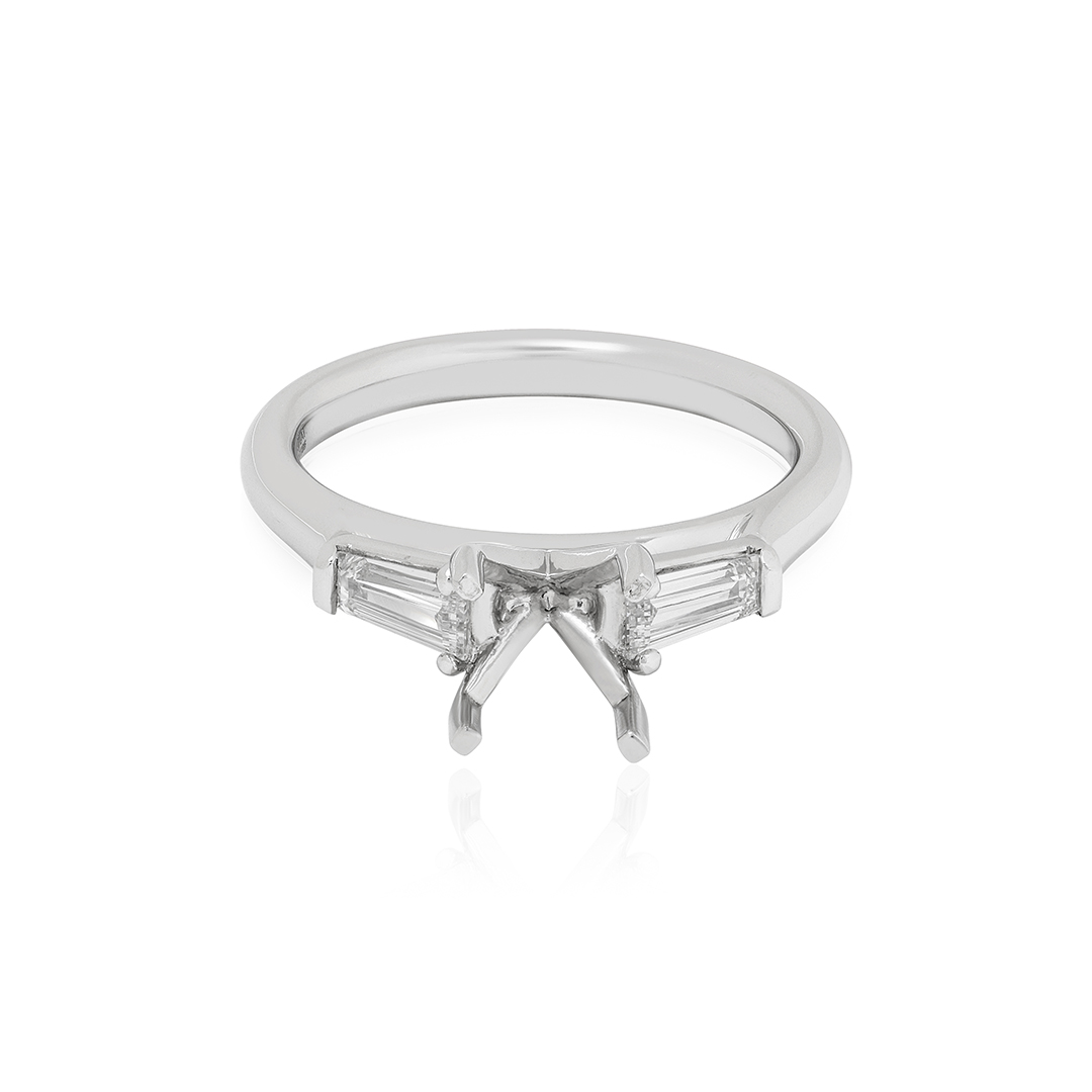 Precision Set Platinum and Diamond Three Stone Semi Mounting - 779129