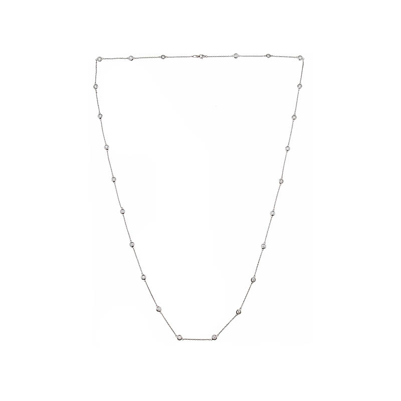 14K White Gold Diamond Eyeglass Chain Necklace
