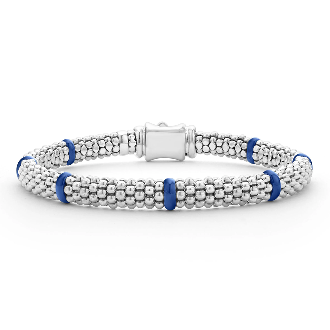 LAGOS Sterling Silver and Ultramarine Ceramic Blue Caviar Bracelet