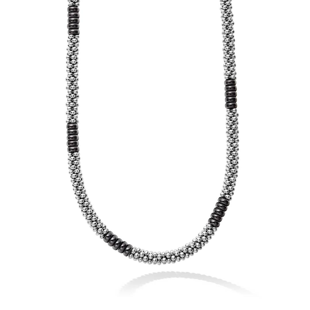 LAGOS Sterling Silver Black Caviar Ceramic Necklace