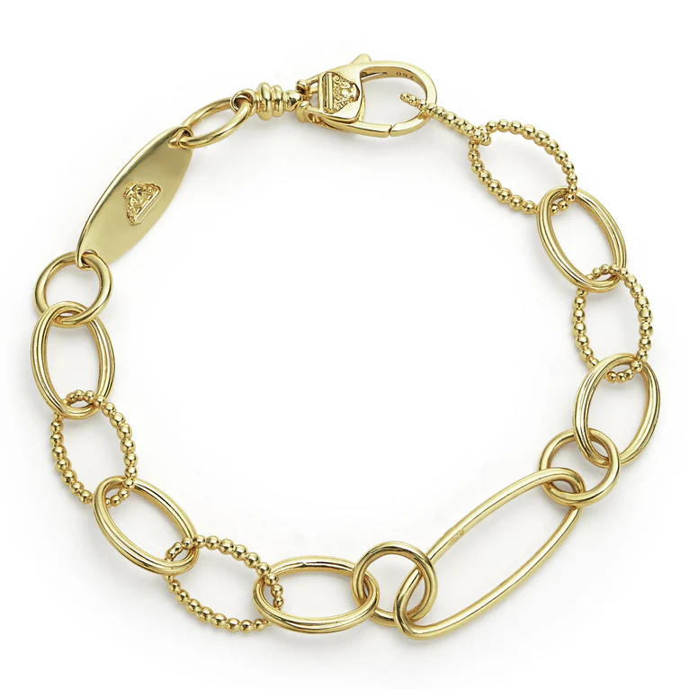 LAGOS 18K Yellow Gold Signature Caviar Link Bracelet - 05-10370-7