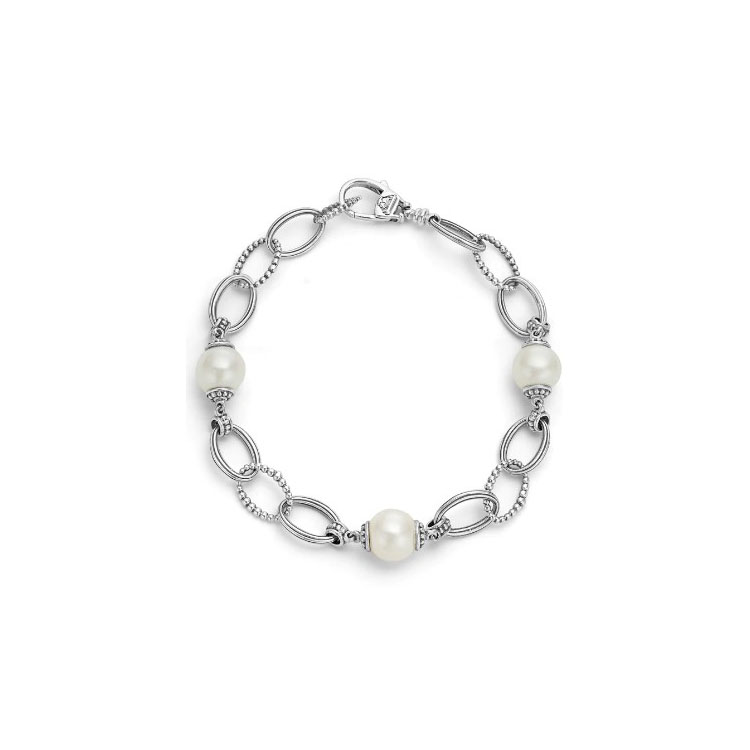 LAGOS Sterling Silver Luna Pearl Link Bracelet