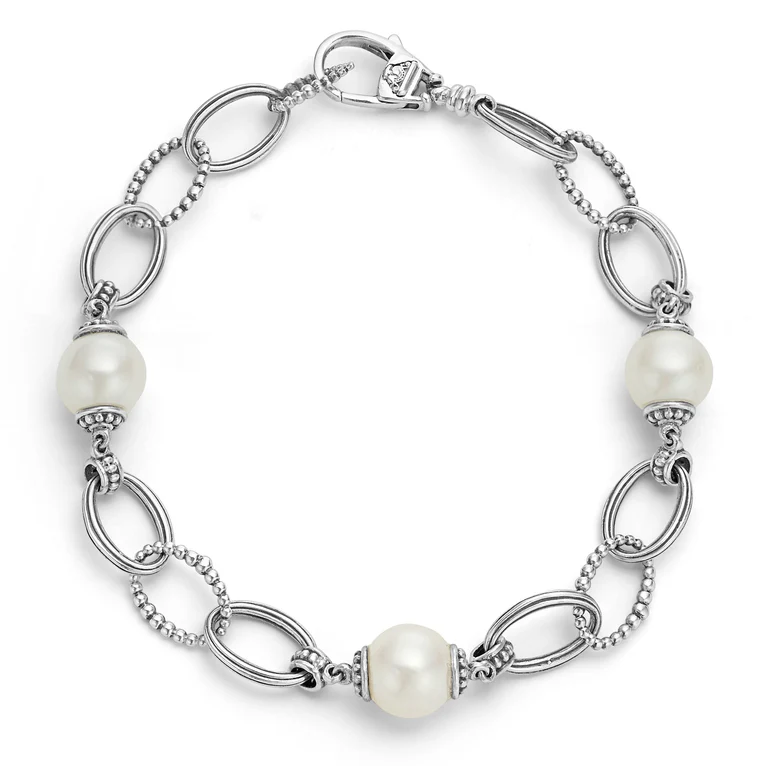 LAGOS Sterling Silver Luna Pearl Link Bracelet