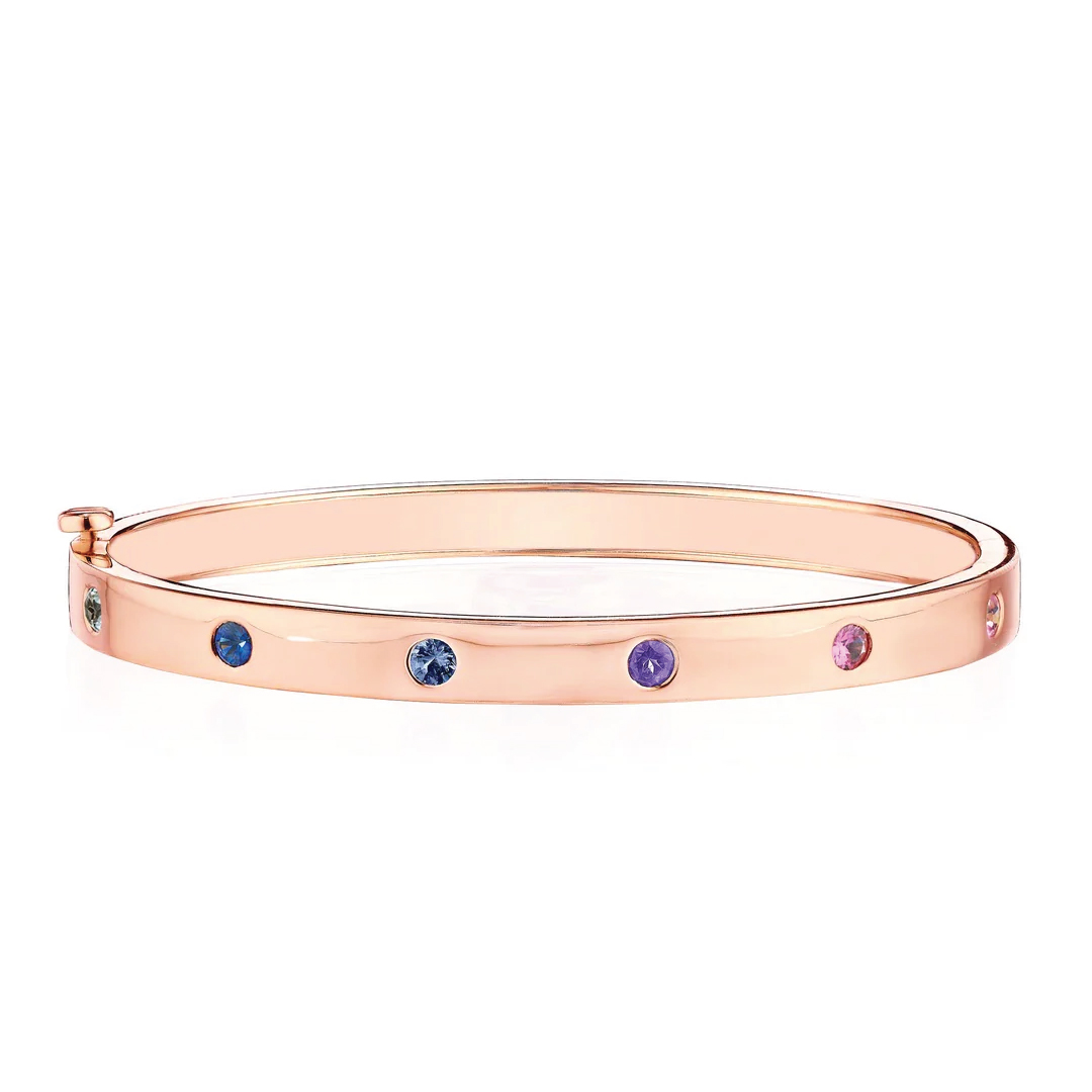 Penny Preville 18K Rose Gold Rainbow Sapphire Bangle