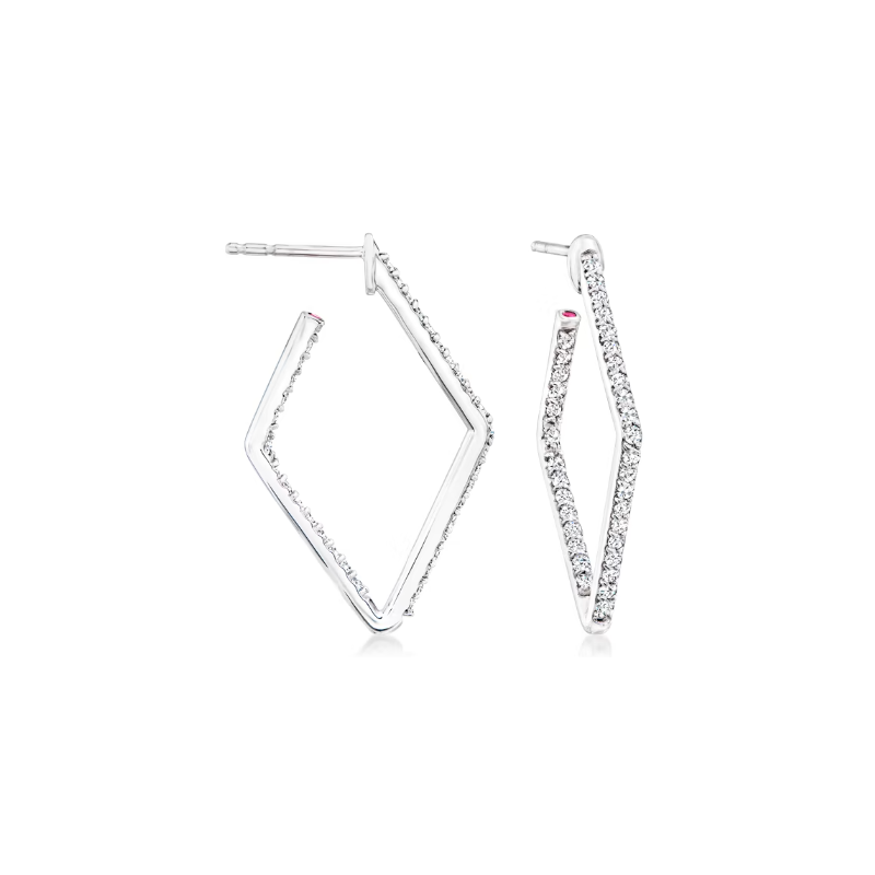 Roberto Coin 18K White Gold Perfect Diamond Hoop Earrings