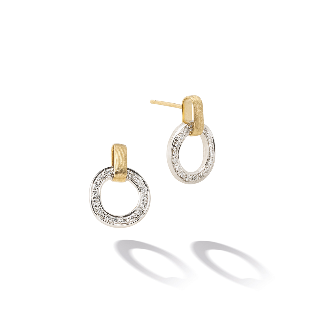 Macro Bicego 18K Yellow and White Gold Diamond Flat Link Earrings