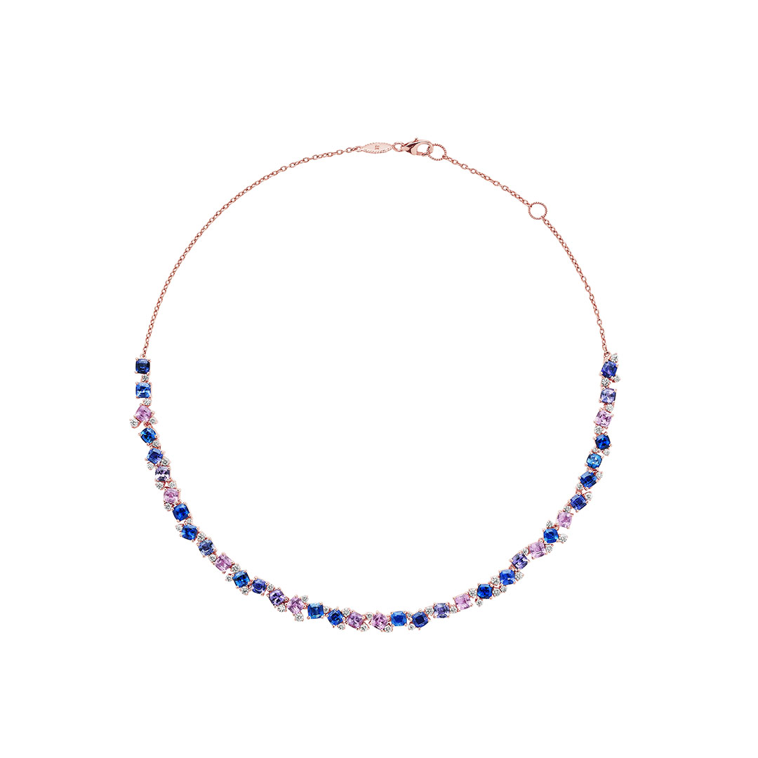 Penny Preville 18K Rose Gold Watercolor Diamond and Sapphire Necklace - N2271R