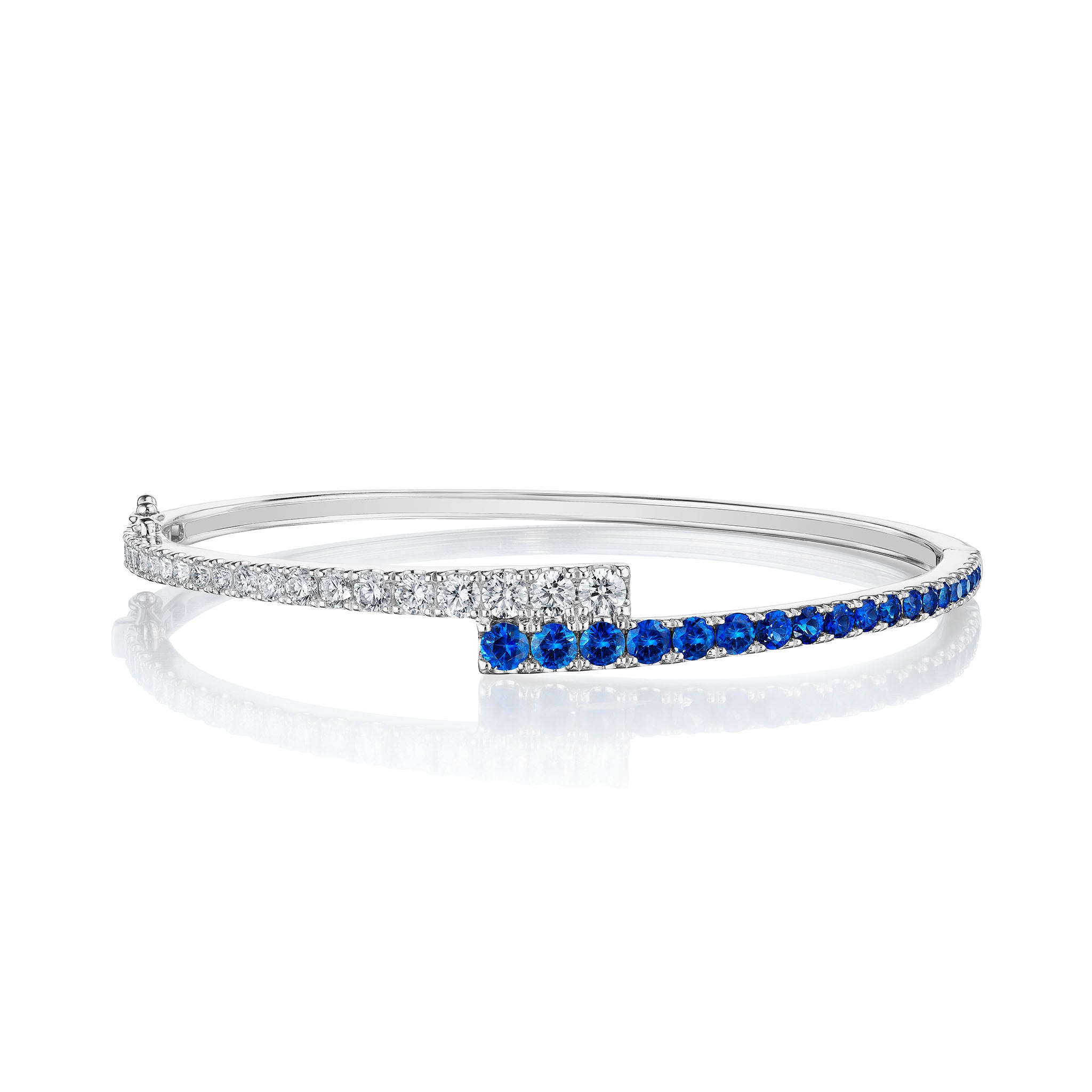 Penny Preville 18K White Gold Diamond and Sapphire Bangle itemprop=