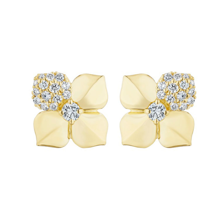 Penny Preville 18K Yellow Gold Diamond Flower Stud Earrings