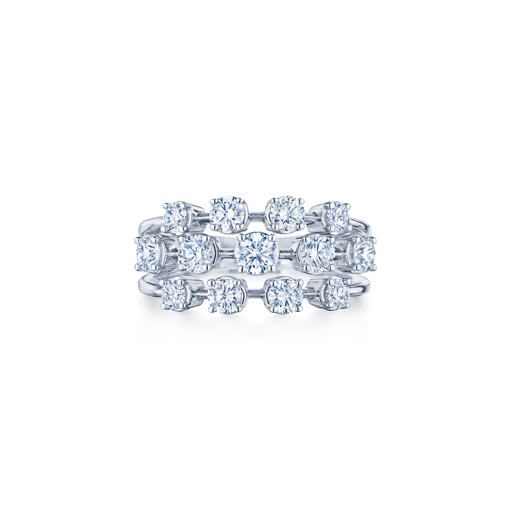 Kwiat 18K White Gold Starry Night Three Row Diamond Band