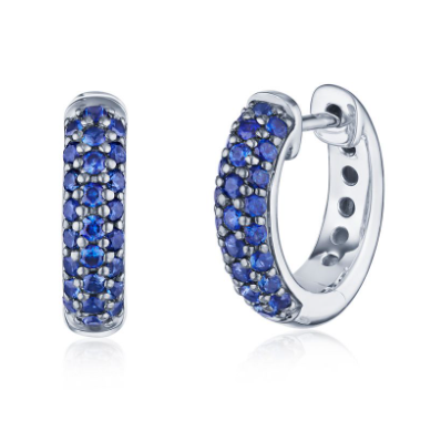 Kwiat 18K White Gold Blue Sapphire Huggie Earrings