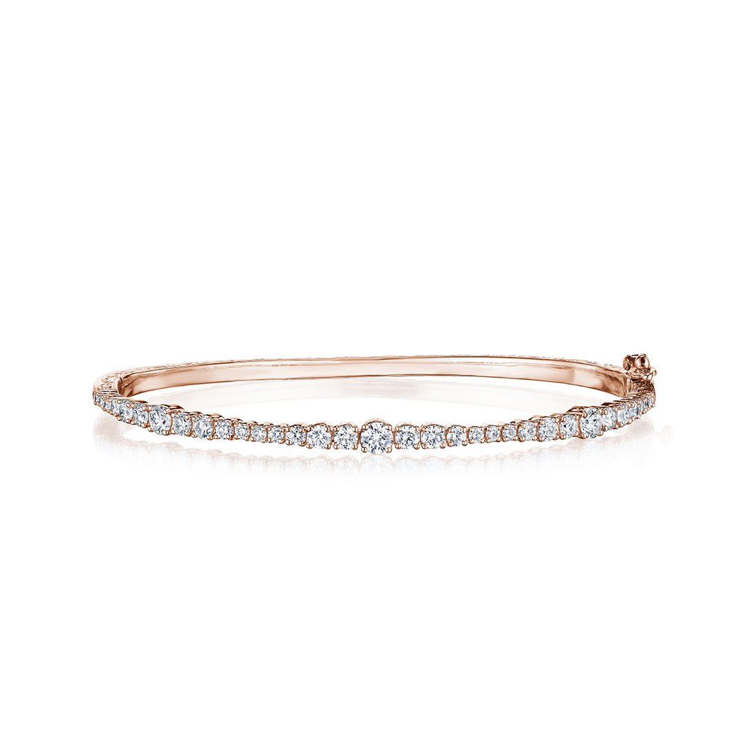 Penny Preville 18K Rose Gold Diamond Wave Bangle Bracelet