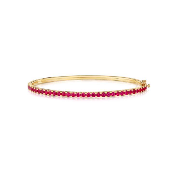 18K Yellow Gold Stackable Collection Ruby Bangle