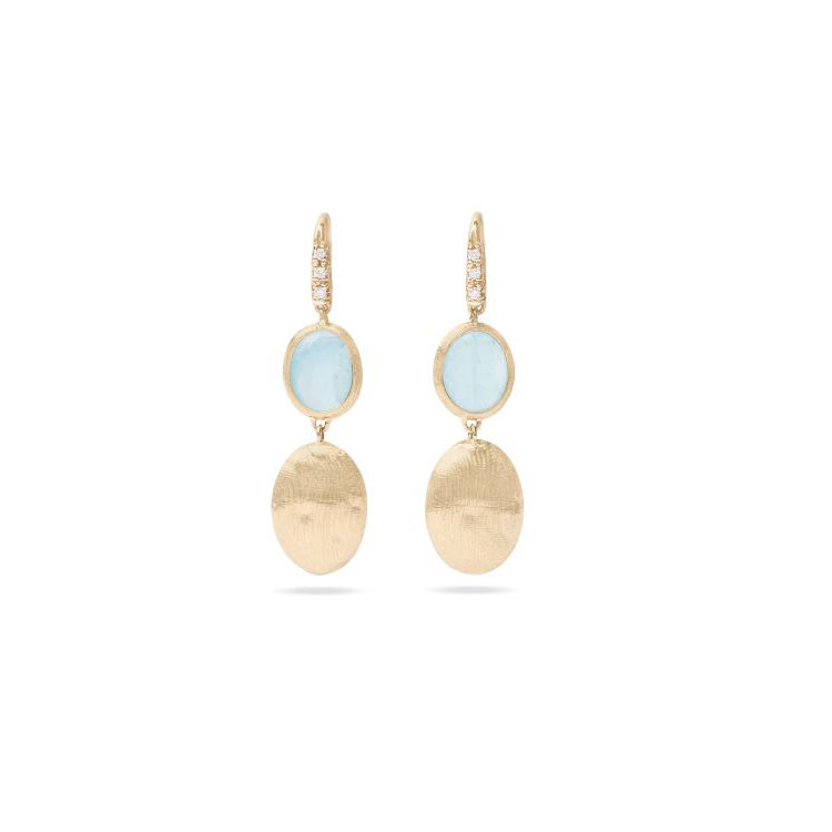 Marco Bicego 18K Yellow Gold Siviglia Aquamarine Diamond Drop Earrings