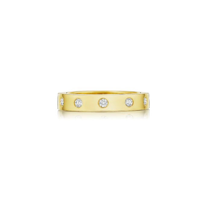 Penny Preville 18K Yellow Gold Moderne Deco Diamond Stackable Band