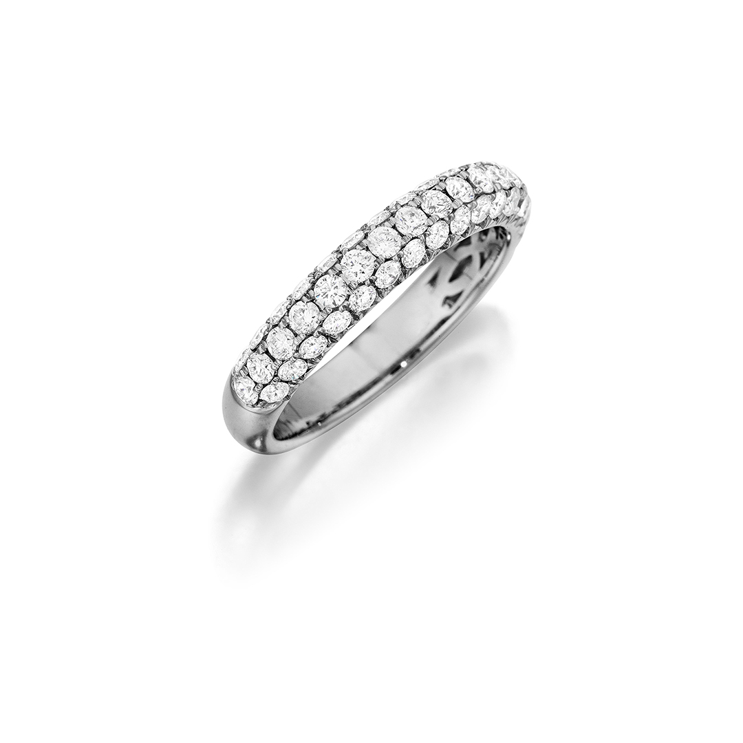 Henri Daussi 18K White Gold Diamond Band