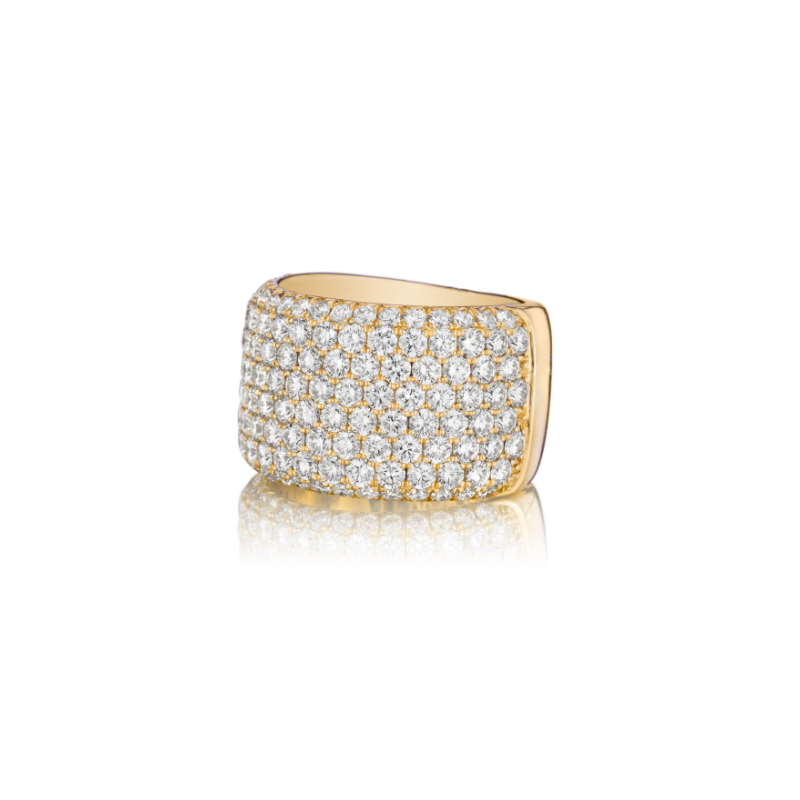 Henri Daussi 18K Yellow Gold Diamond Band - R20-8HZB