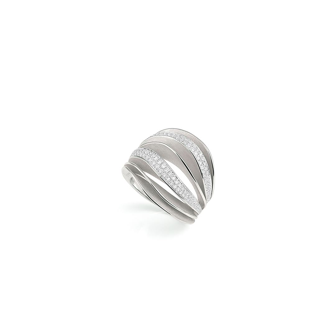 Anna Maria Cammilli 18K White Gold Velaa Pave Diamond Ring - GAN3260W