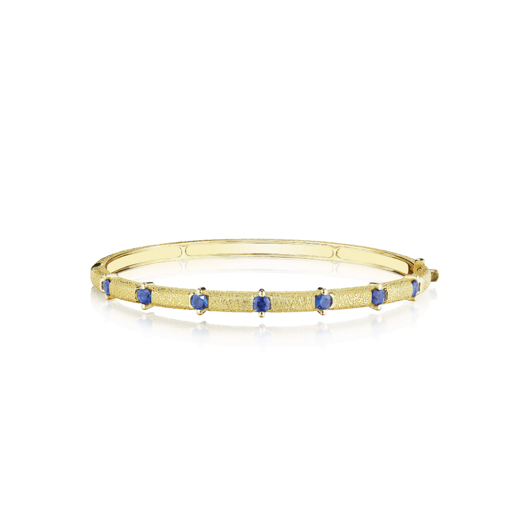 Penny Preville 18K Yellow Gold Blue Sapphire Bangle