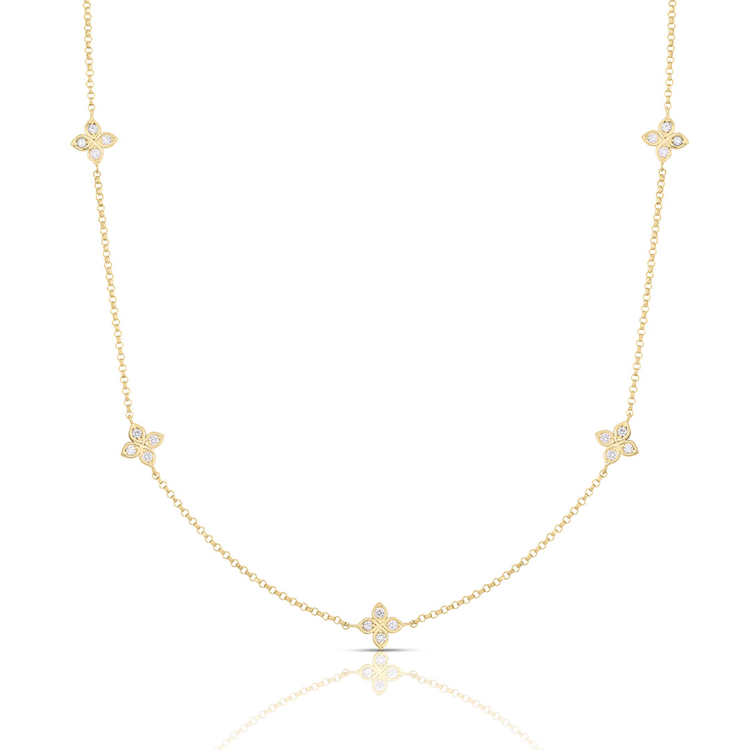Roberto Coin 18K Yellow Gold Diamond Flower Necklace