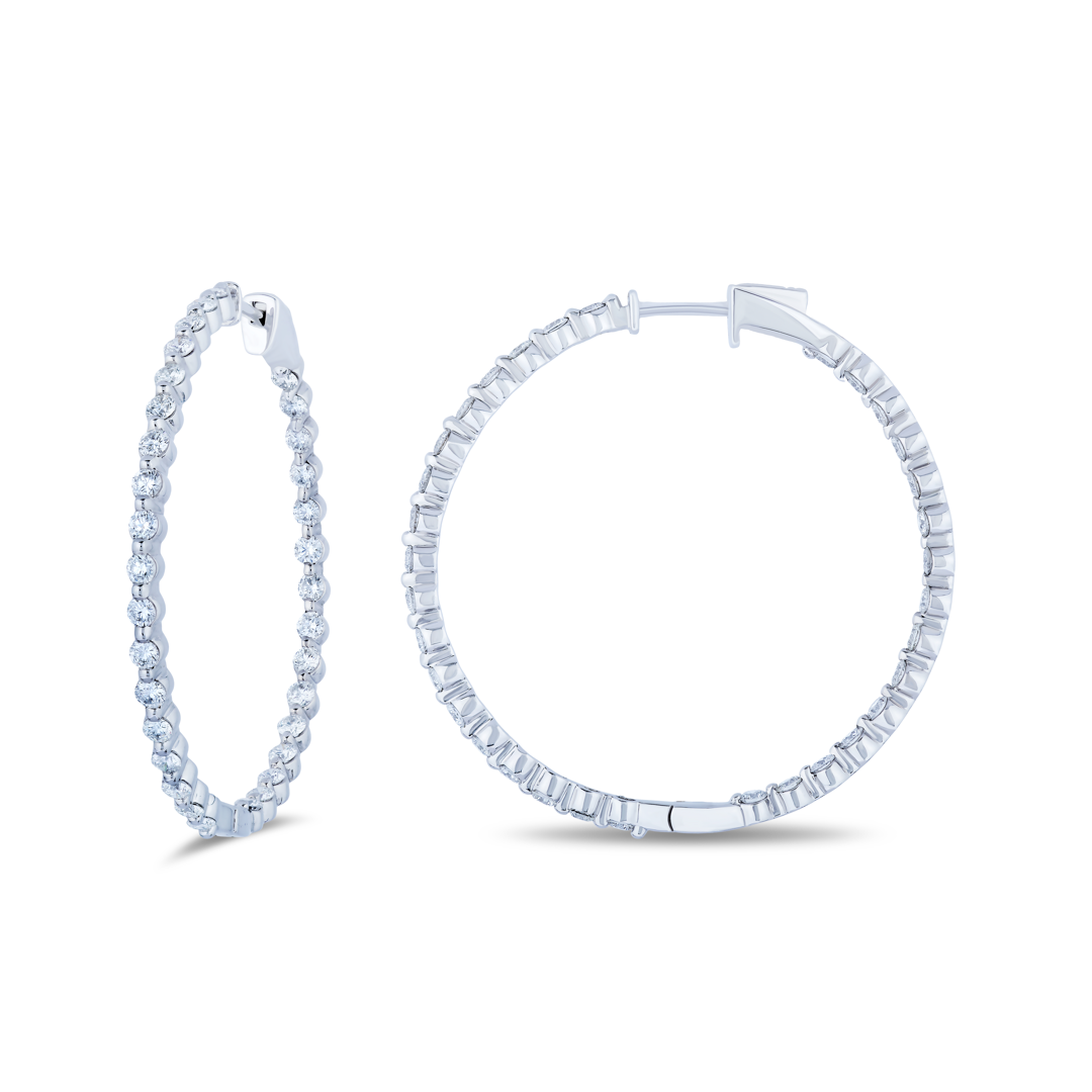 18K White Gold Inside/Out Hoop Earrings
