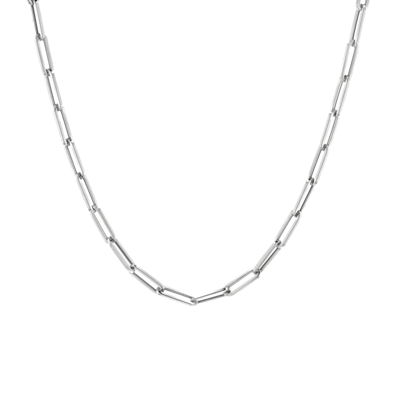18K White Gold Paperclip Chain Necklace