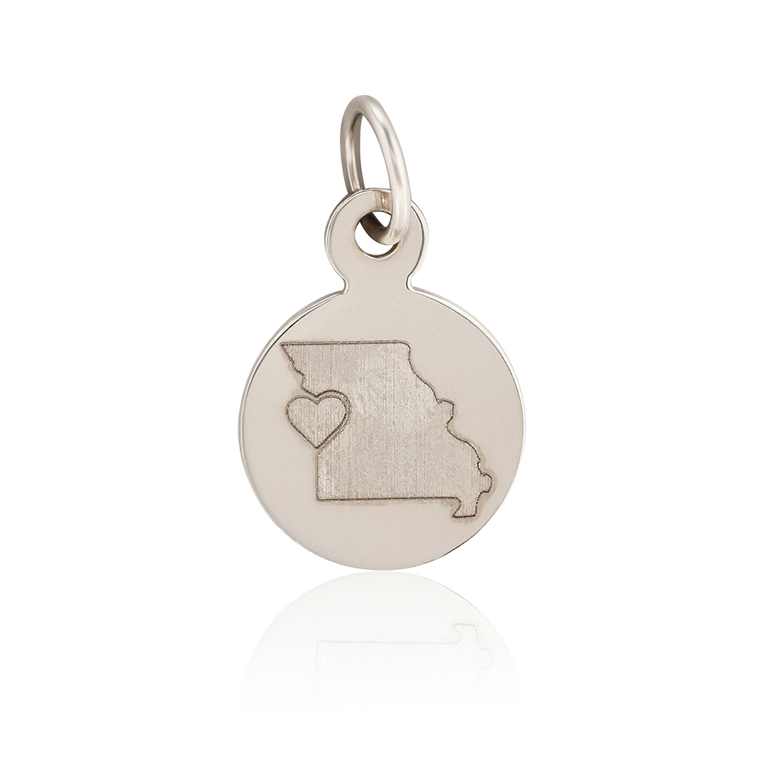 14K White Gold Missouri Heart Charm