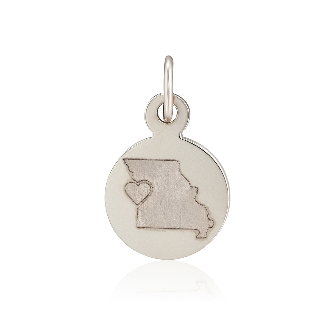 14K White Gold Missouri Heart Charm