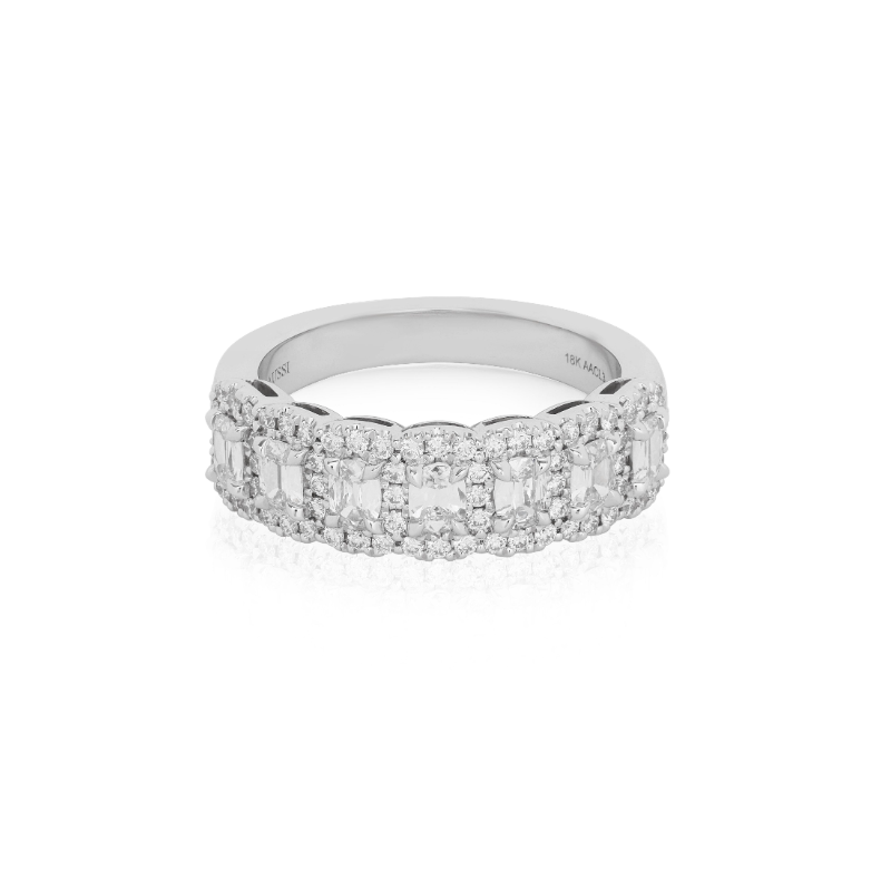 Henri Daussi 18K White Gold Diamond Band - 1821