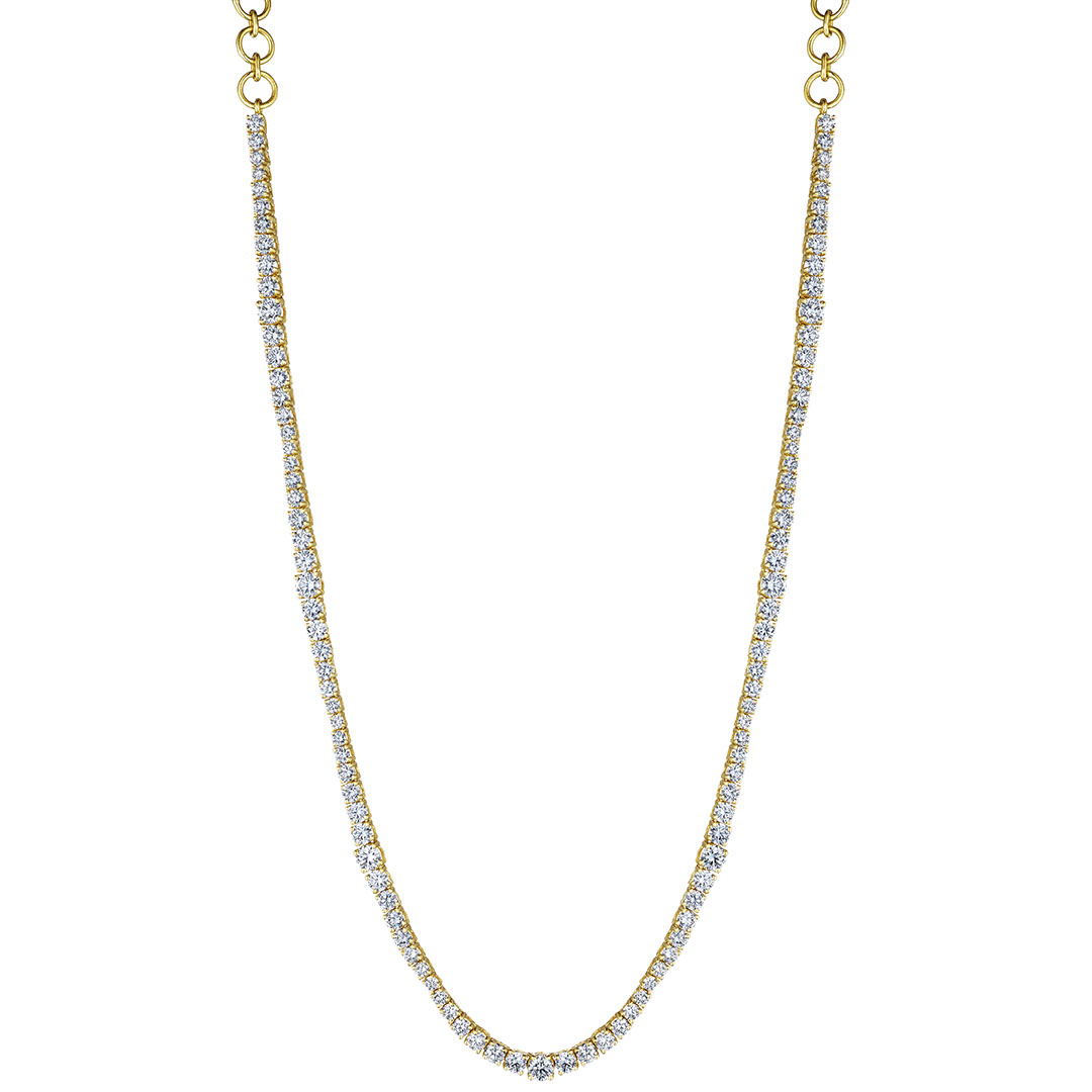 Penny Preville 18K Yellow Gold and Diamond Wave Tennis Necklace - N7935G