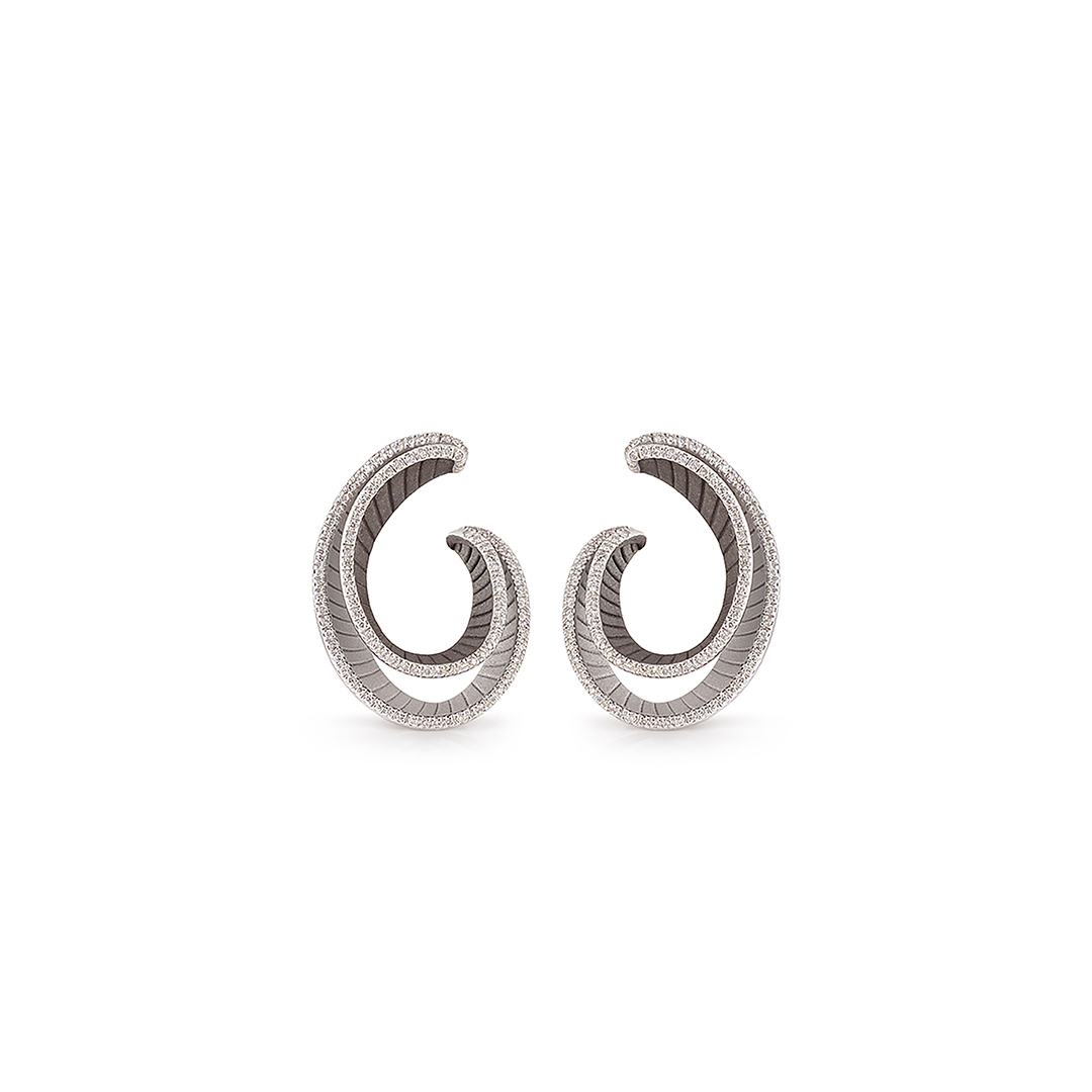 Anna Maria Cammilli 18K White Ice and Black Lava Gold Regina Diamond Earrings - GOR3146B