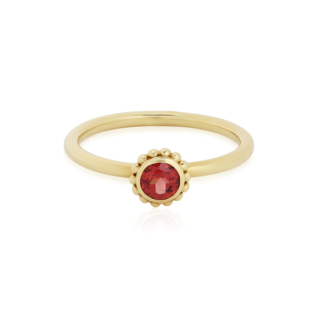 18K Yellow Gold Garnet Stack Ring