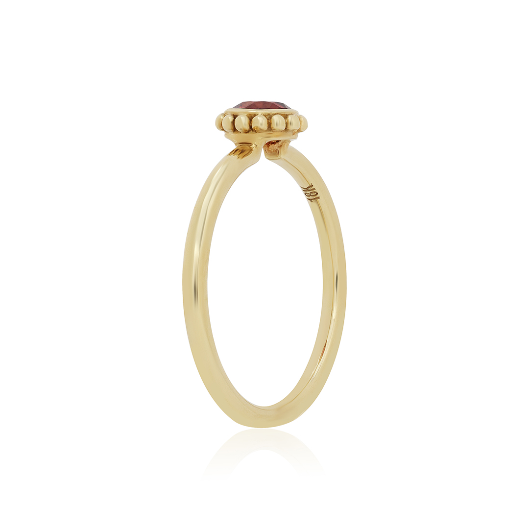 18K Yellow Gold Garnet Stack Ring