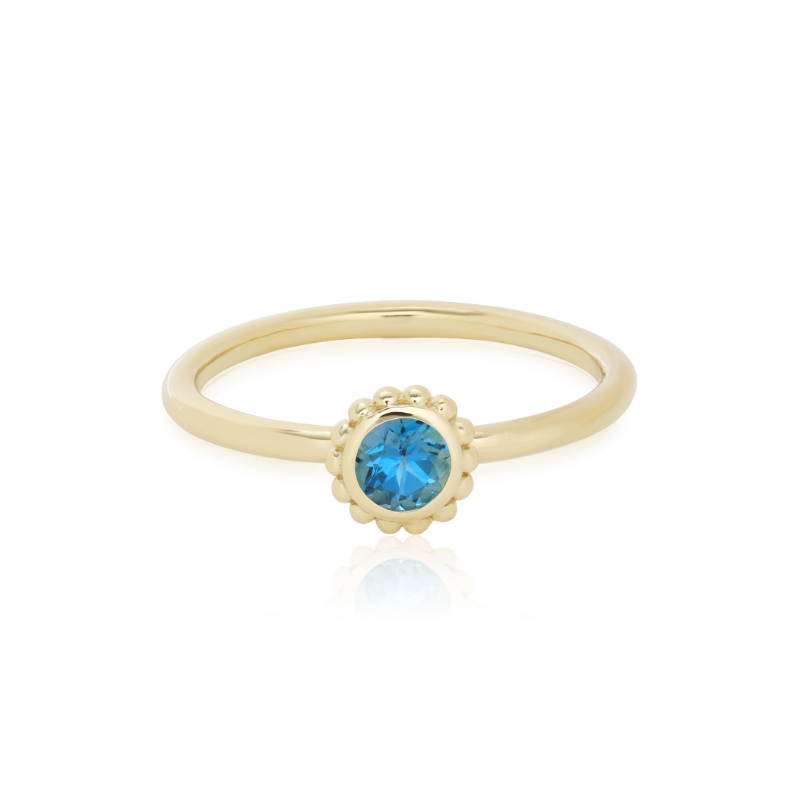 18K Yellow Gold Blue Zircon Stack Ring