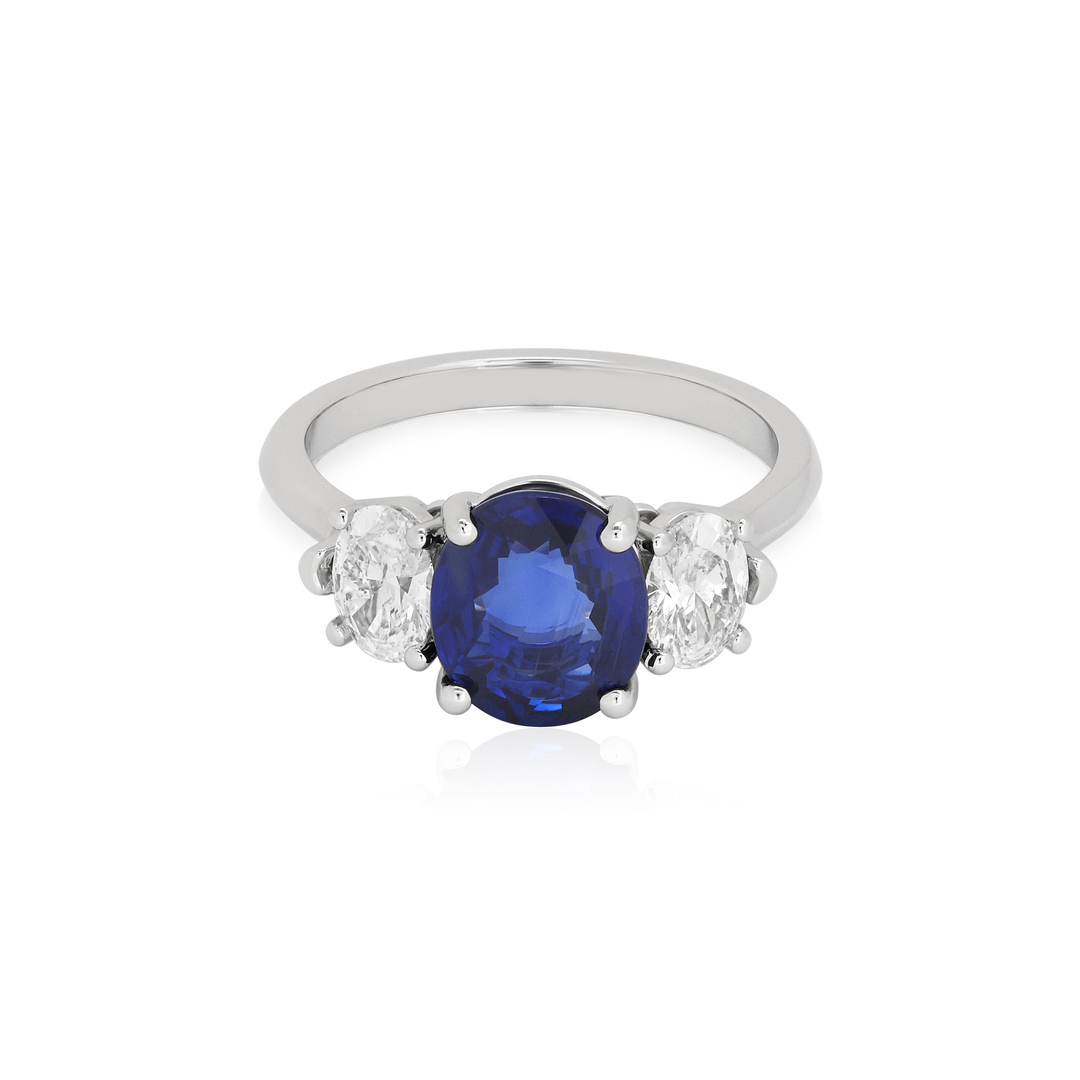 Platinum Sapphire and Diamond Ring