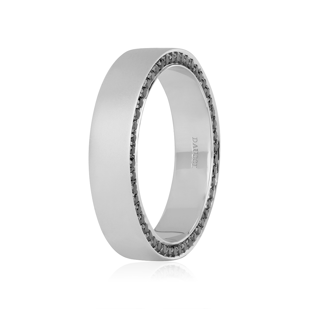 14K White Gold Black Diamond Band itemprop=