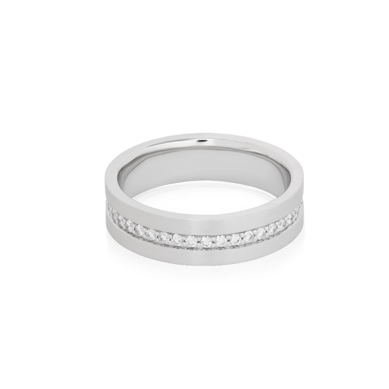 Henri Daussi 14K White Gold Diamond Band - MB133-1Z-
