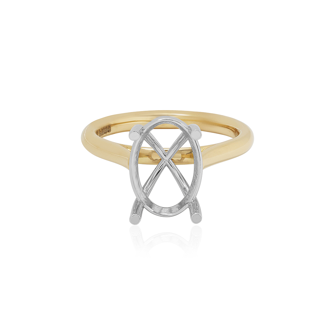 Precision Set 18K Yellow Gold and Platinum New Aire Solitaire Mounting