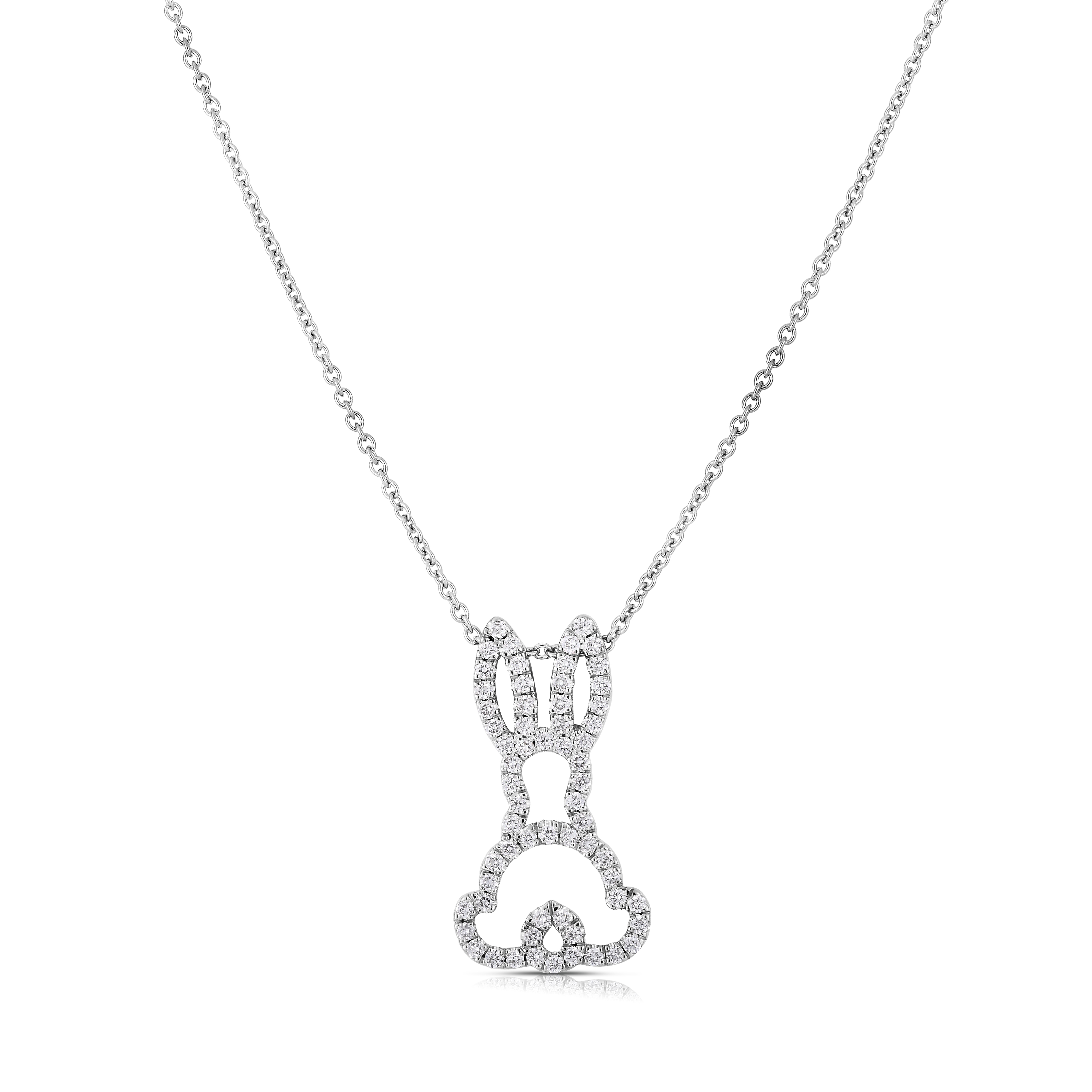 Roberto Coin 18K White Gold Tiny Treasures Diamond Tall Rabbit Pendant Necklace