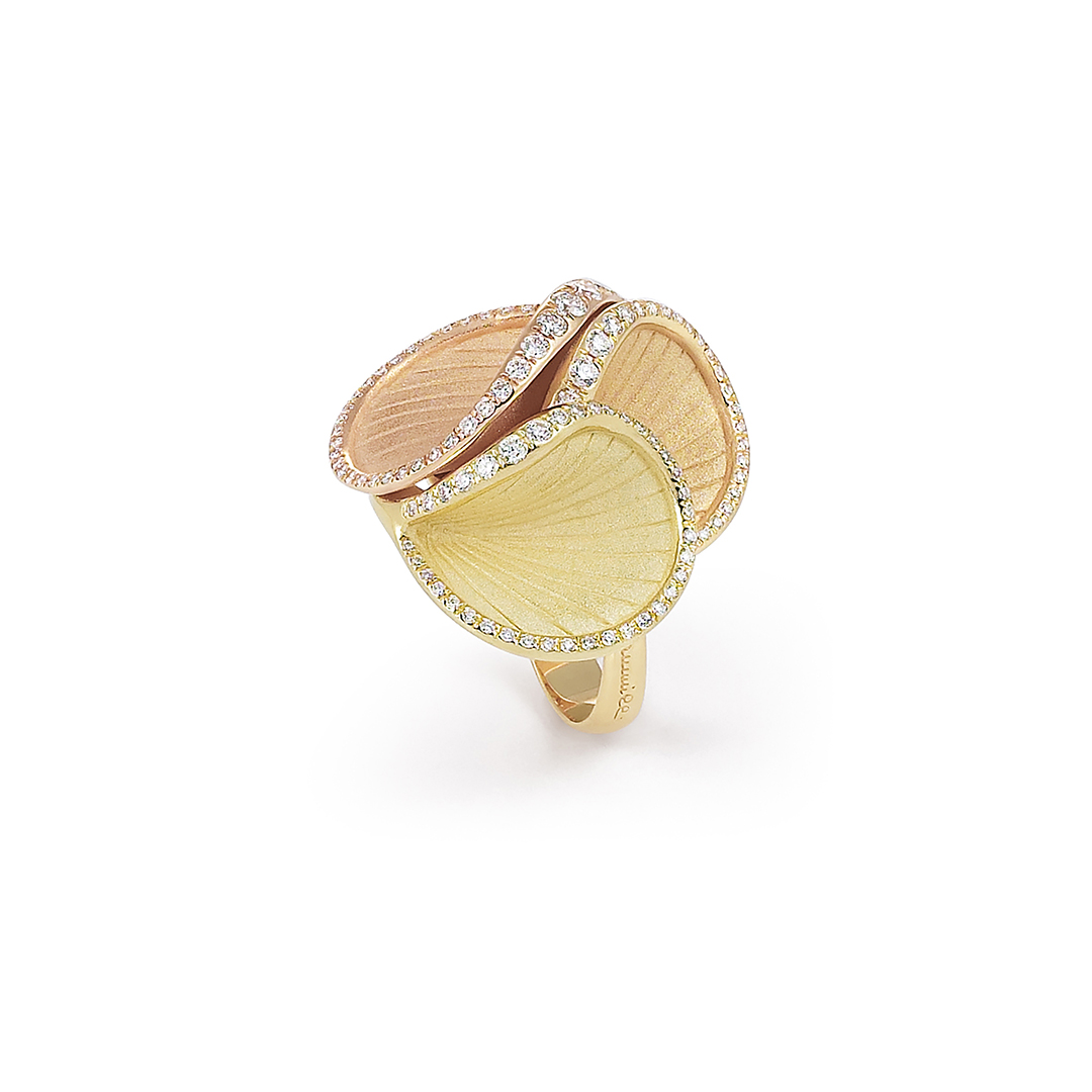 Anna Maria Cammilli 18K Tricolor Yellow Gold Musa Diamond Ring - GAN2527G