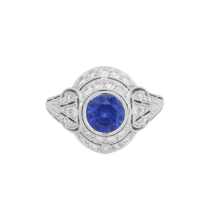 Platinum Art Deco Sapphire and Diamond Ring