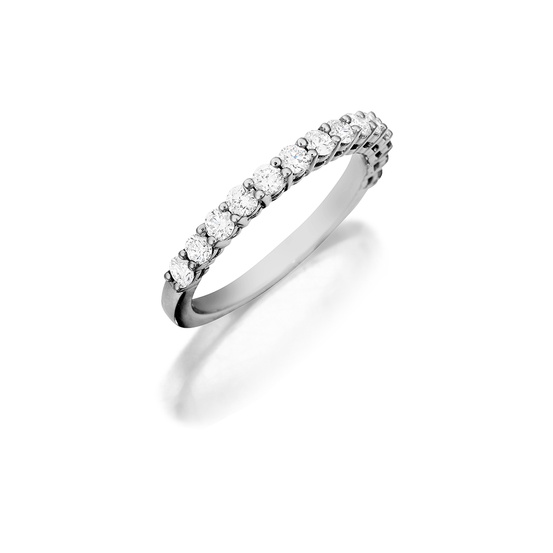 Henri Daussi 18K White Gold Diamond Band