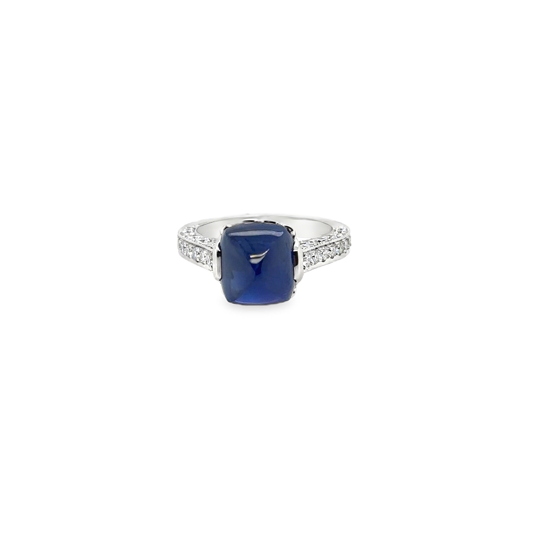Platinum Blue Sapphire Diamond Ring