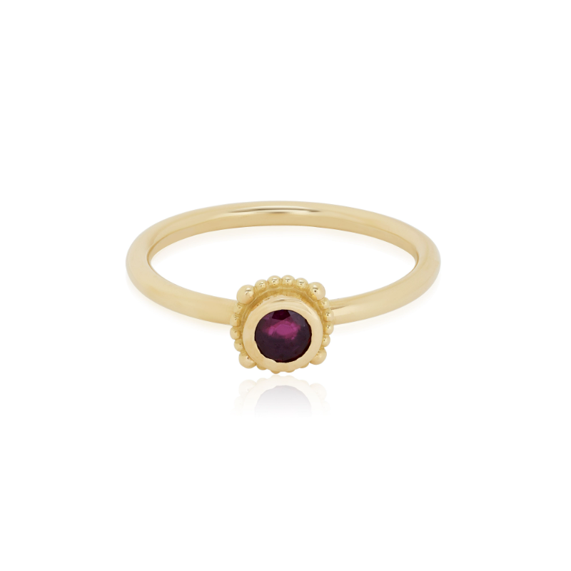 18K Yellow Gold Ruby Stack Ring