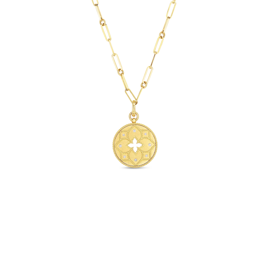 Roberto Coin 18K Yellow Gold Venetian Princess Diamond Flower Medallion Necklace